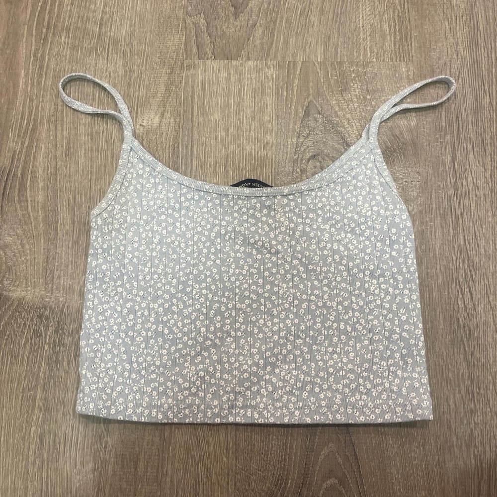 Brandy Melville Gray Floral Crop Top